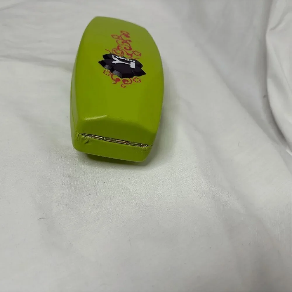 KOALI Eyeglasses COFFIN Case HARD Green CLAMSHELL Red‎ VELVET LINED Interior VTG
